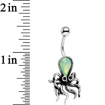 Light Green Faux Opal Thoughtful Octopus Belly Ring