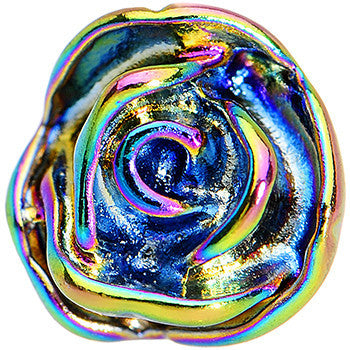 16 Gauge 1/4 Rainbow PVD Romantic Rose Flower Cartilage Earring