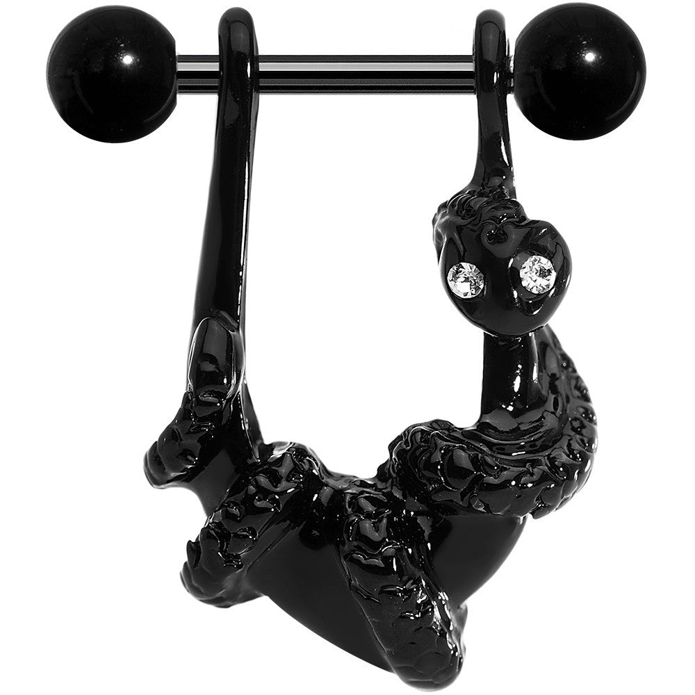 16G 3/8 Black Plated Coiled Snake Right Dangle Cartilage Earring