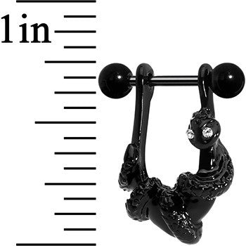 16 Gauge 3/8 Black Plated Coiled Snake Right Dangle Cartilage Earring