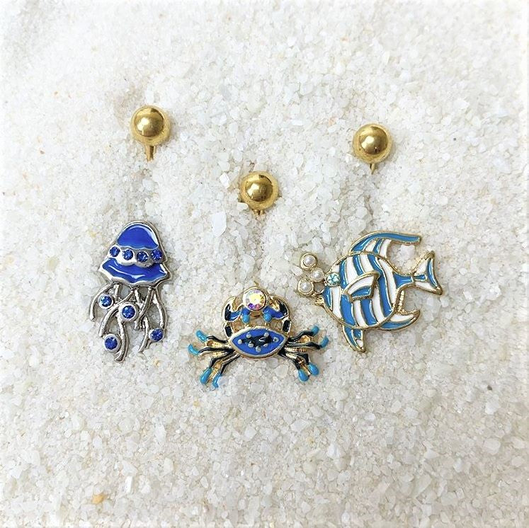 Aurora Gem Gold PVD Blue and Black Cutie Crab Belly Ring