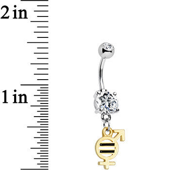 Clear Gem Coexist Gender Equality Dangle Belly Ring