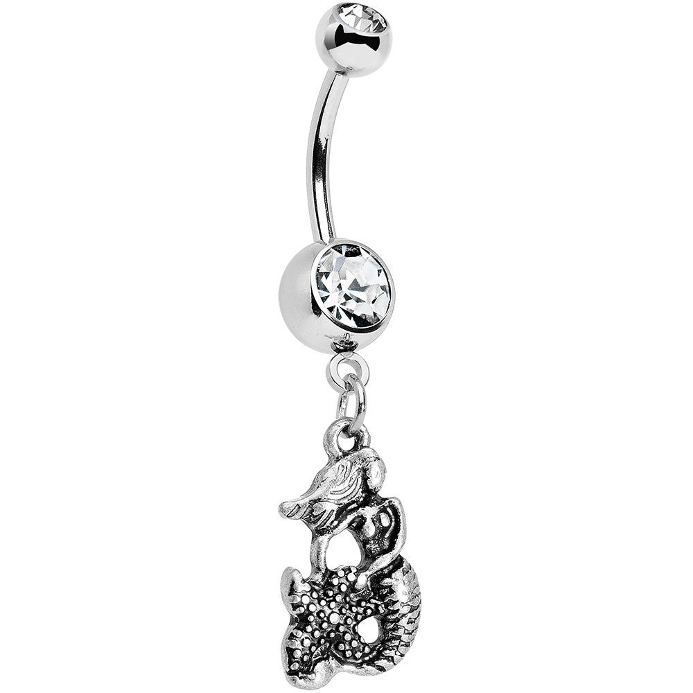 Clear Gem Miss Mermaid and Mr Starfish Dangle Belly Ring