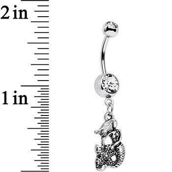 Clear Gem Miss Mermaid and Mr Starfish Dangle Belly Ring