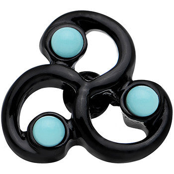 1/4 Faux Turquoise Black Trinity Swirl Tragus Cartilage Earring