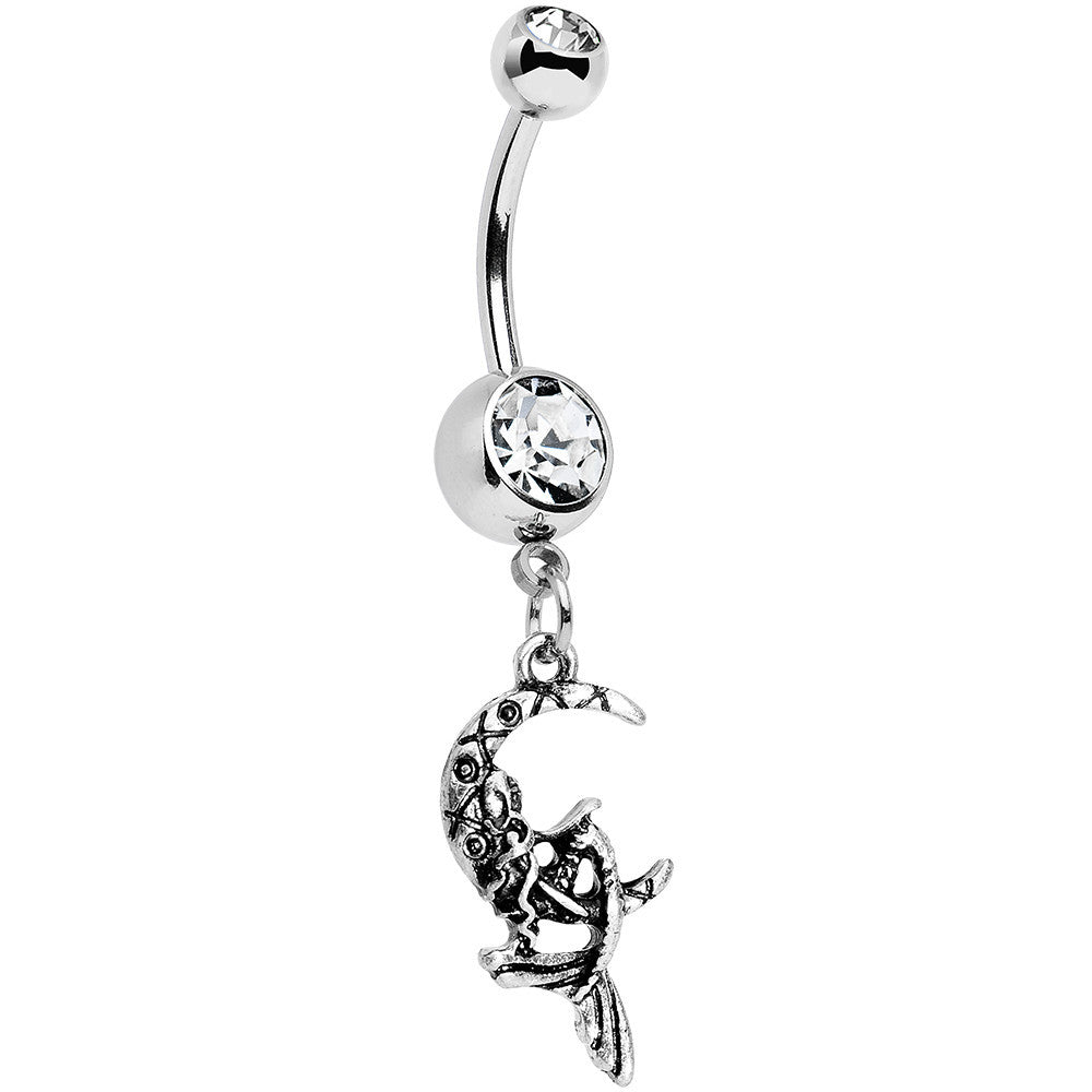 Clear Gem Moon and Ms Mermaid Dangle Belly Ring