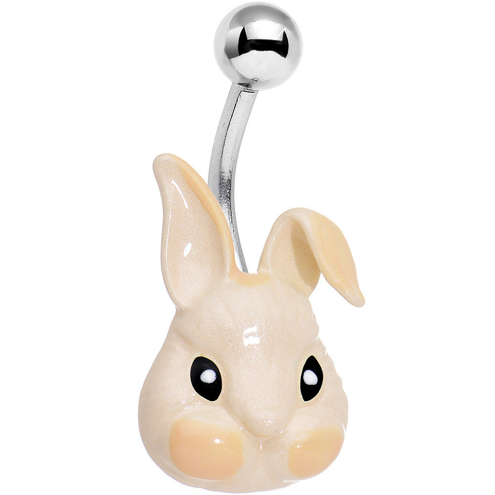 Pretty Peach Happy Easter Bunny Rabbit Belly Ring