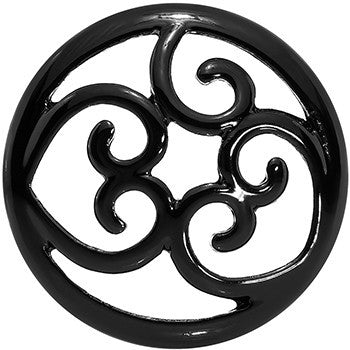 26mm Steel Black Filigree Duet Heart Saddle Plug Set