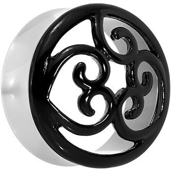 26mm Steel Black Filigree Duet Heart Saddle Plug Set