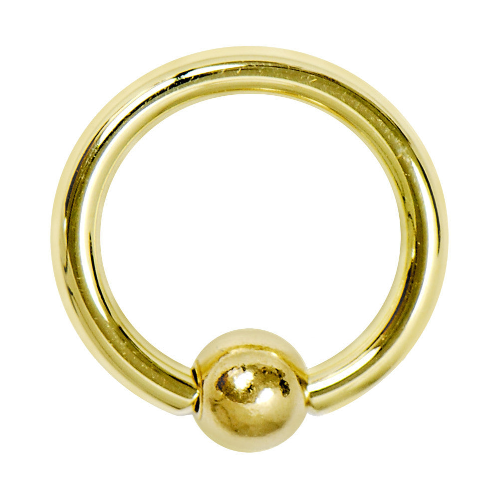 Solid 14K Yellow Gold 14G 7/16 Ball Closure Ring