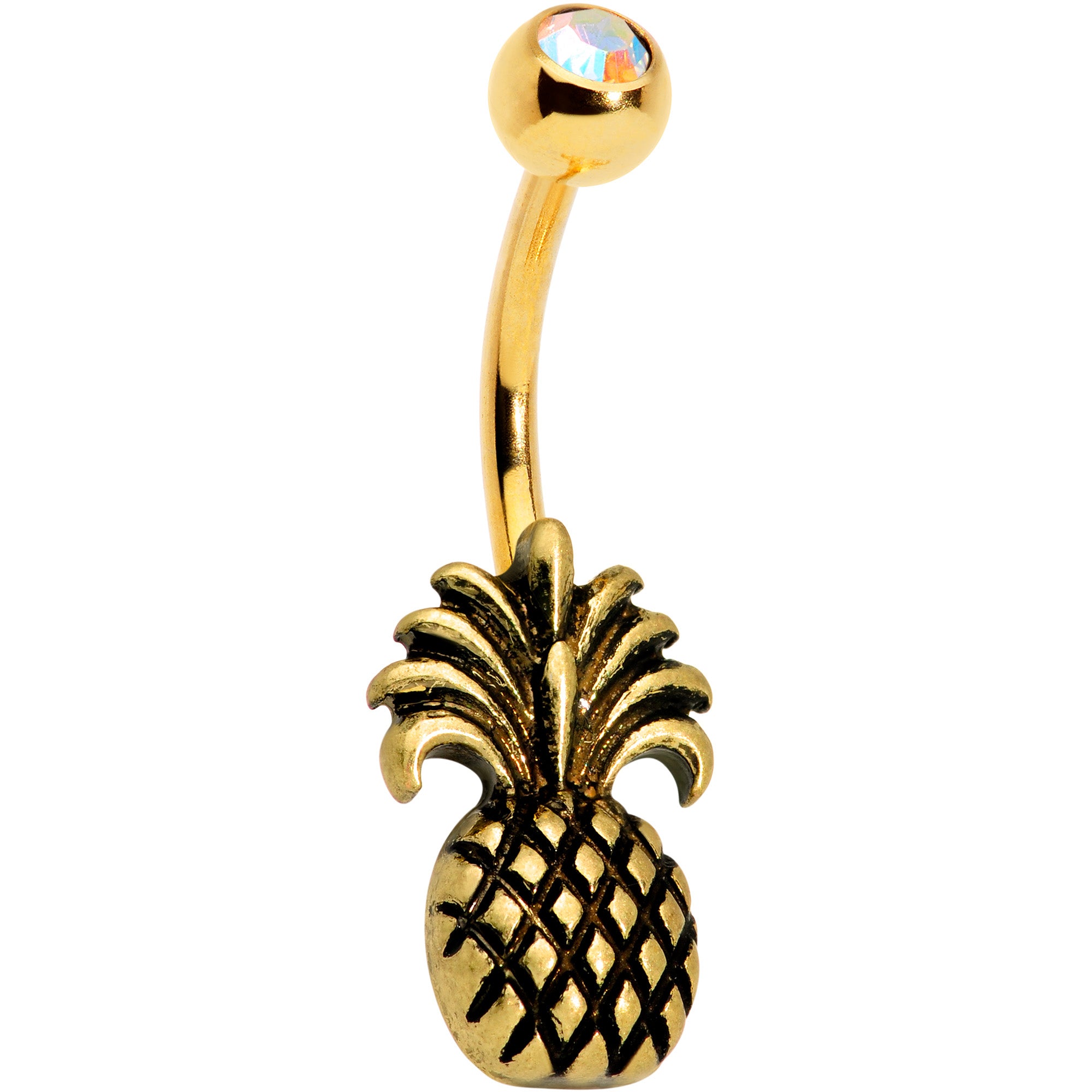 Gem Gold PVD Tropical Pineapple Pizzazz Belly Ring