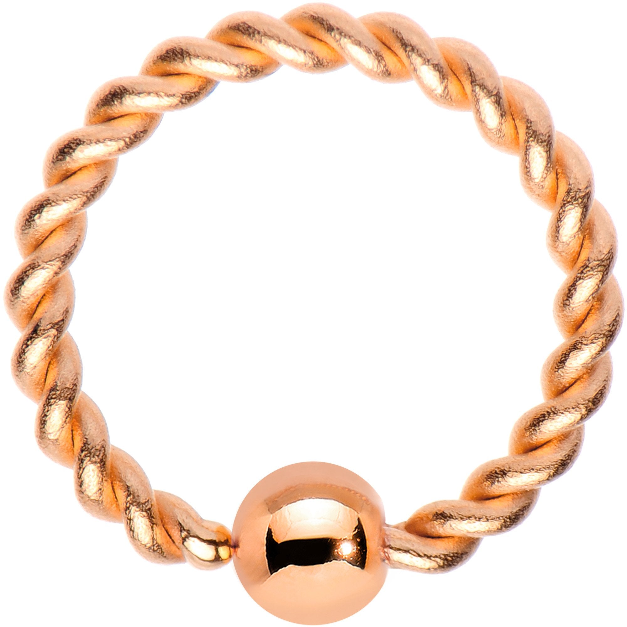 16 Gauge 5/16" Rose Gold Tone IP So Twisted Captive Style Seamless Ring