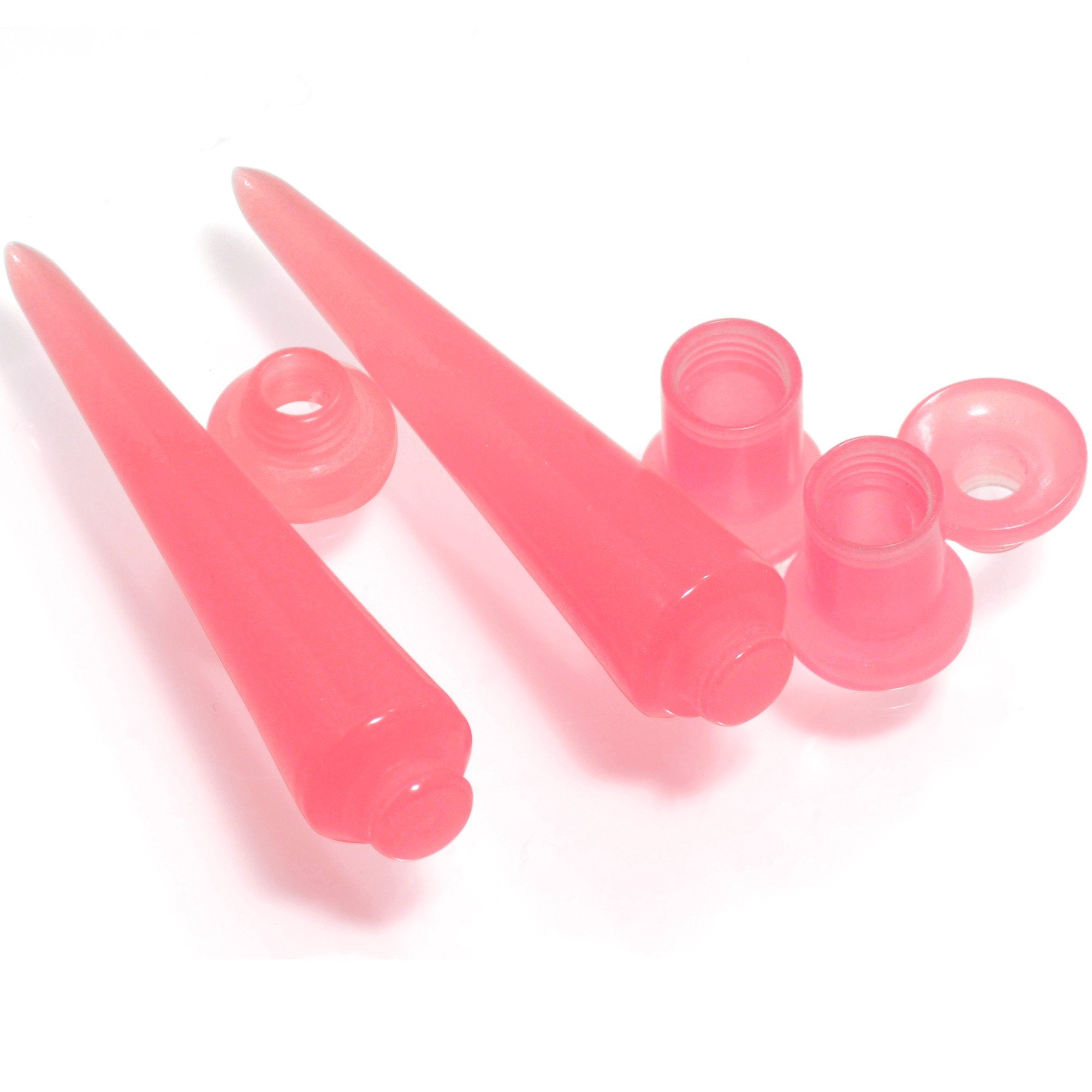 2 in 1 Pink Glow in Dark Interchangeable Screw Fit Plug and Taper Set