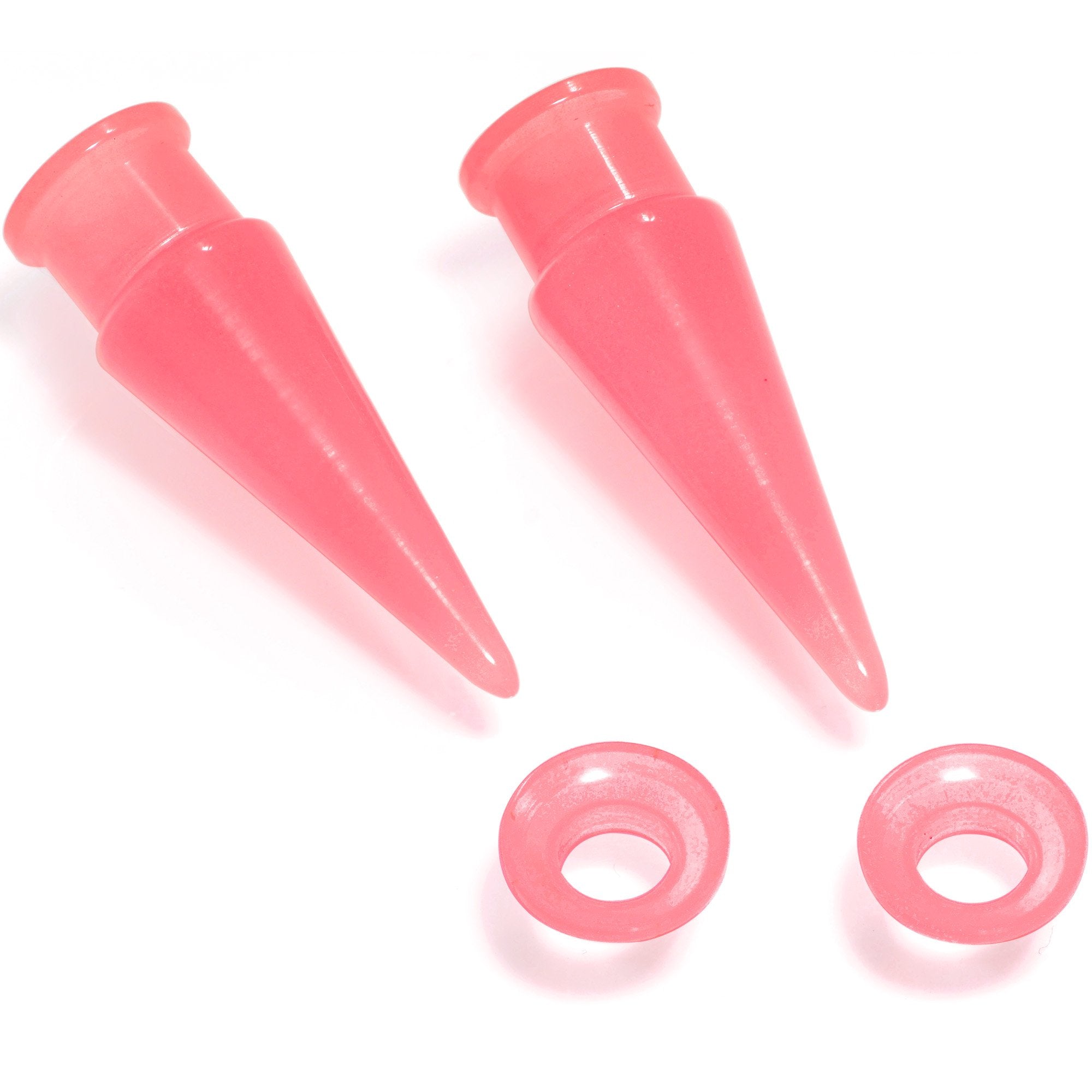 2 in 1 Pink Glow in Dark Interchangeable Screw Fit Plug and Taper Set