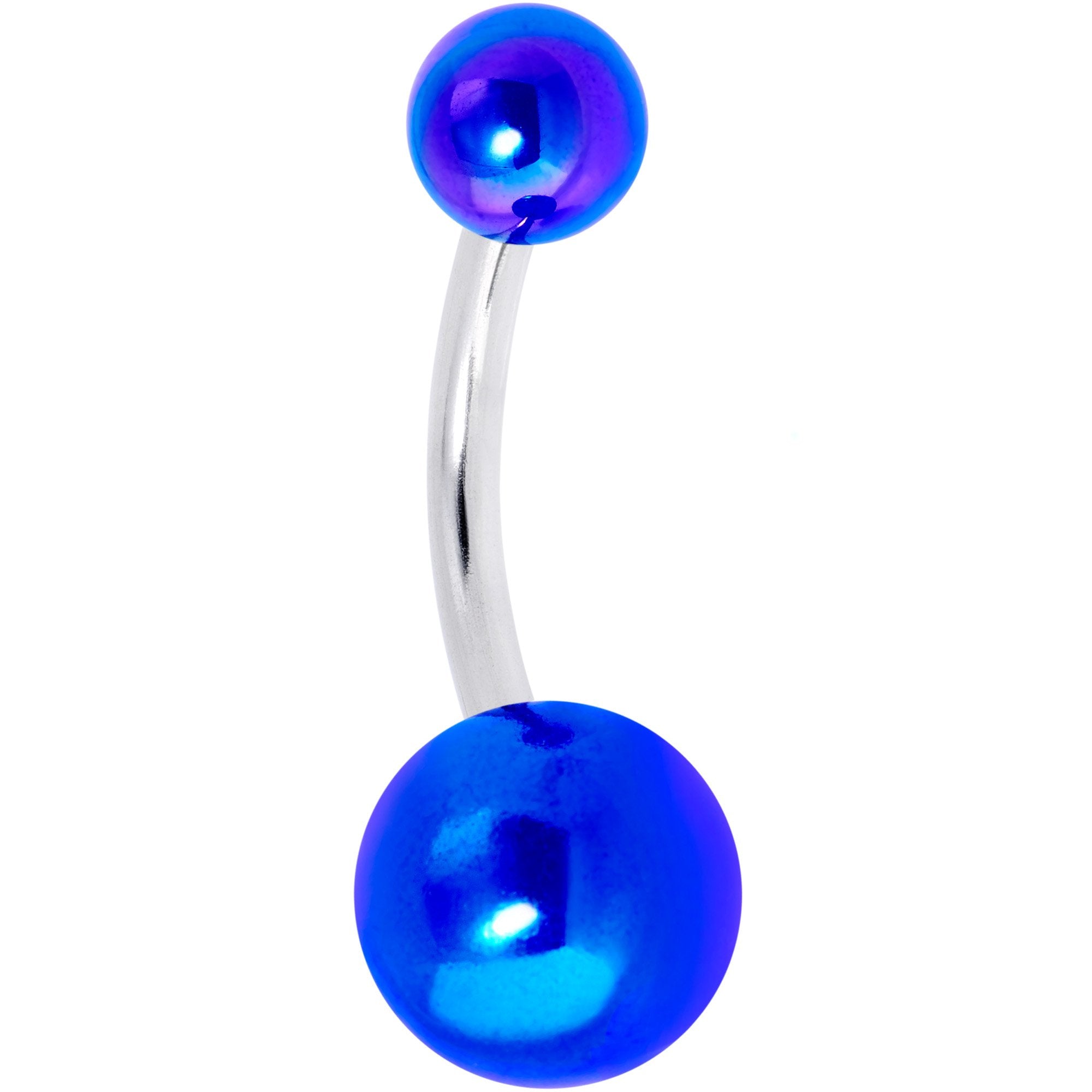 Blue Pearlescent Acrylic Ball Belly Ring