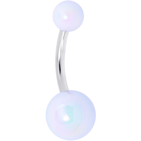 White Pearlescent Acrylic Ball Belly Ring