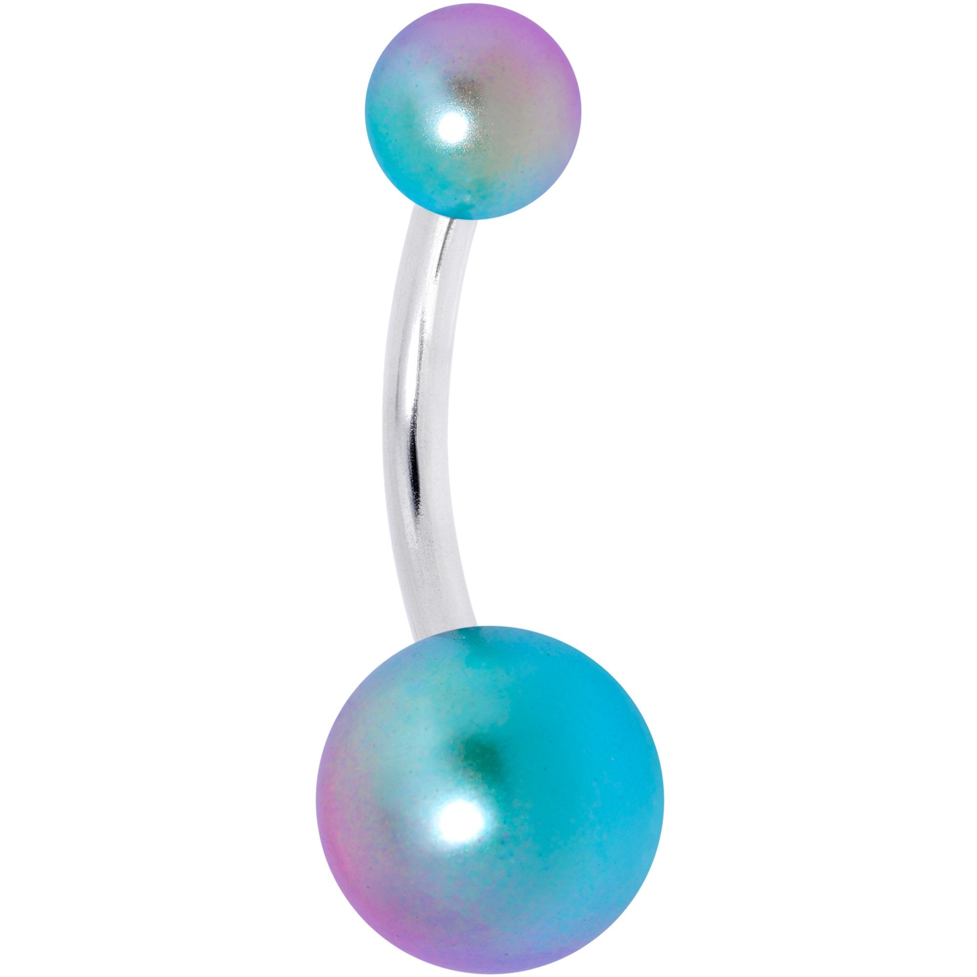 Teal Pink Pearlescent Acrylic Ball Belly Ring