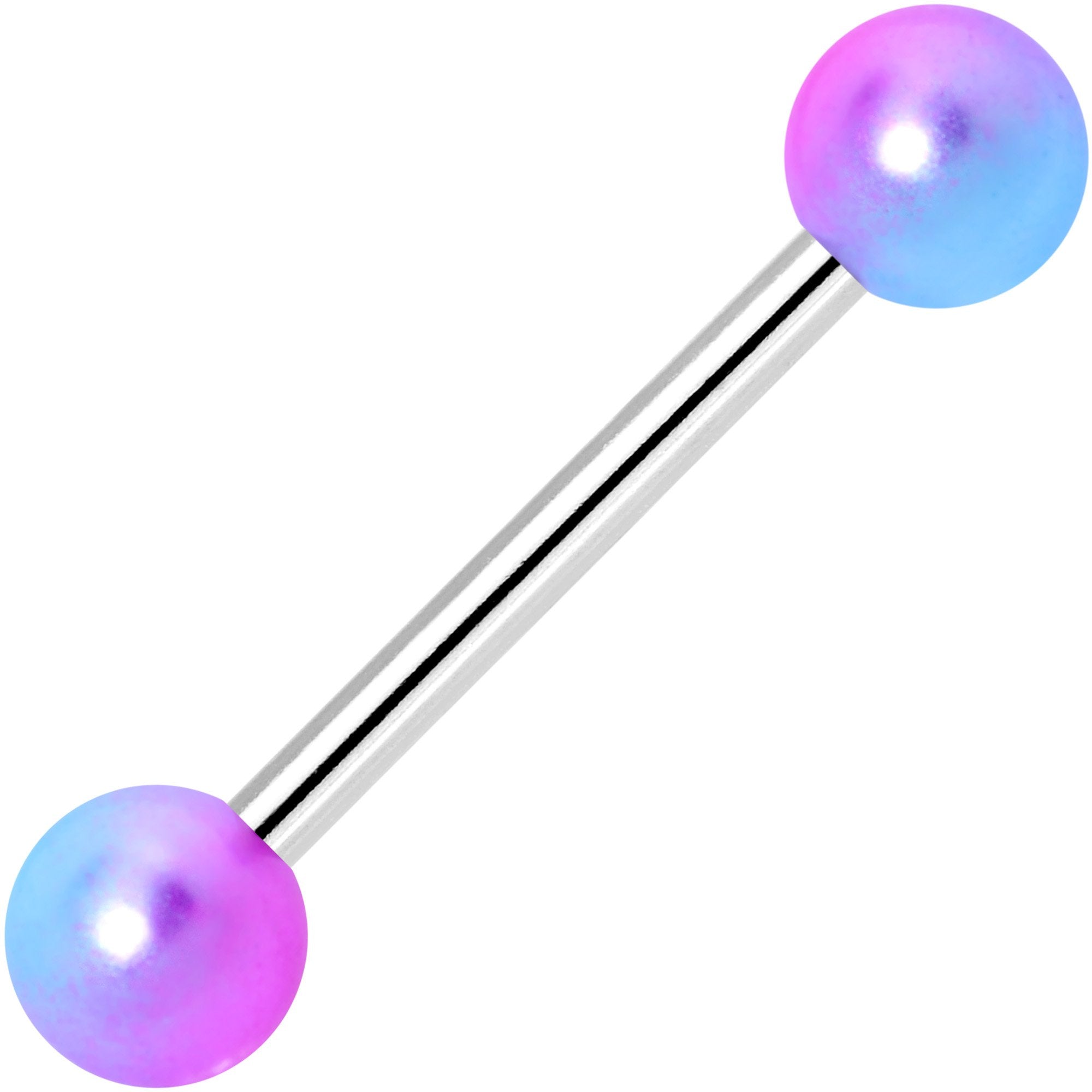 Blue Pink Pearlescent Acrylic Ball End Barbell Tongue Ring