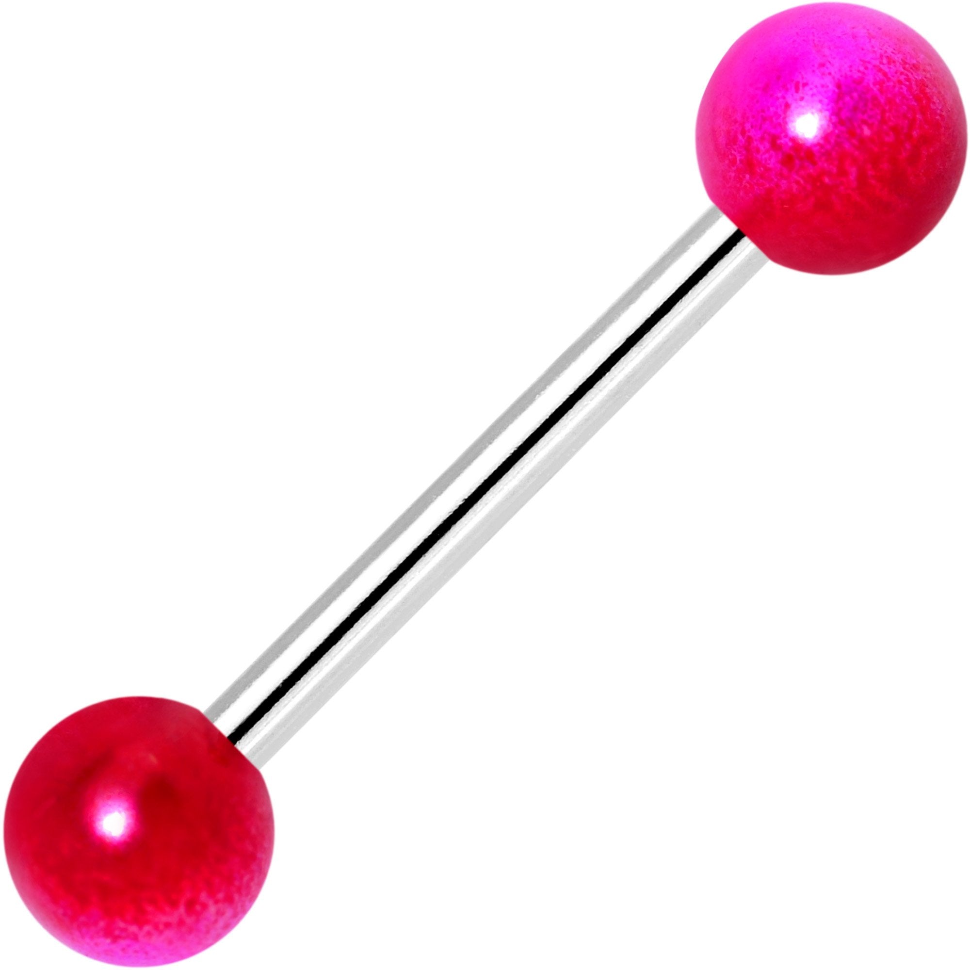 Red Pink Pearlescent Acrylic Ball End Barbell Tongue Ring