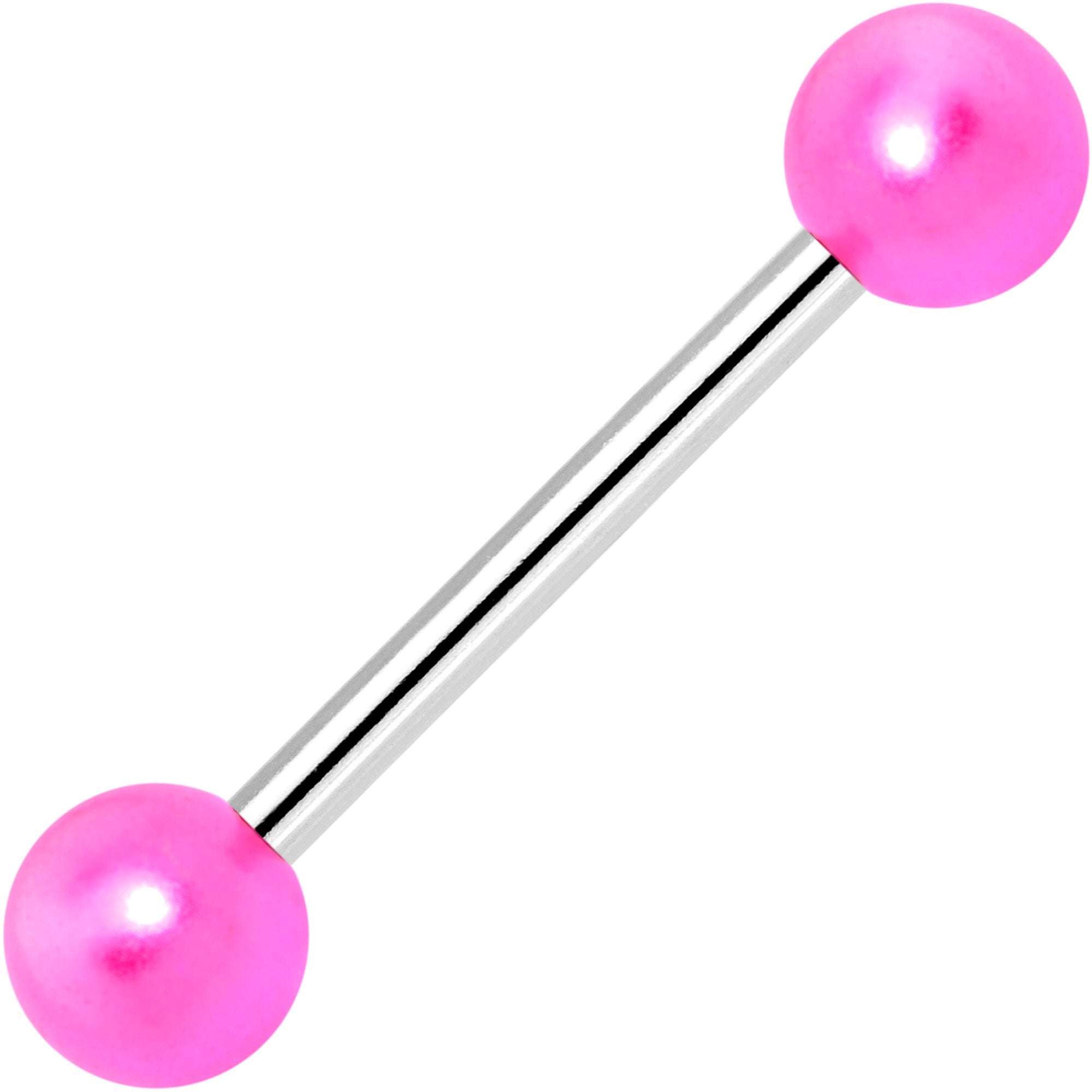 Bright Pink Pearlescent Acrylic Ball End Barbell Tongue Ring