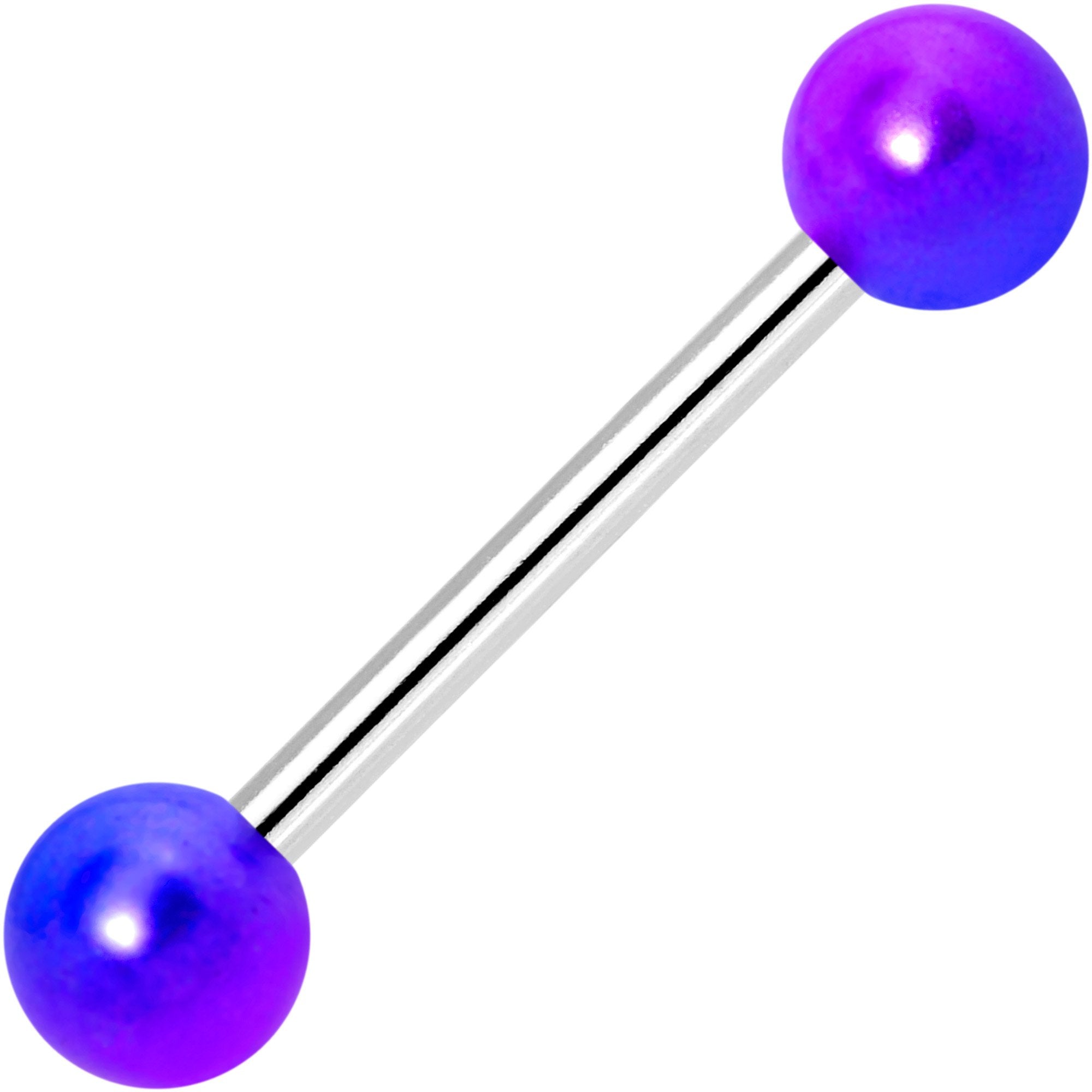 Purple Blue Pearlescent Acrylic Ball End Barbell Tongue Ring