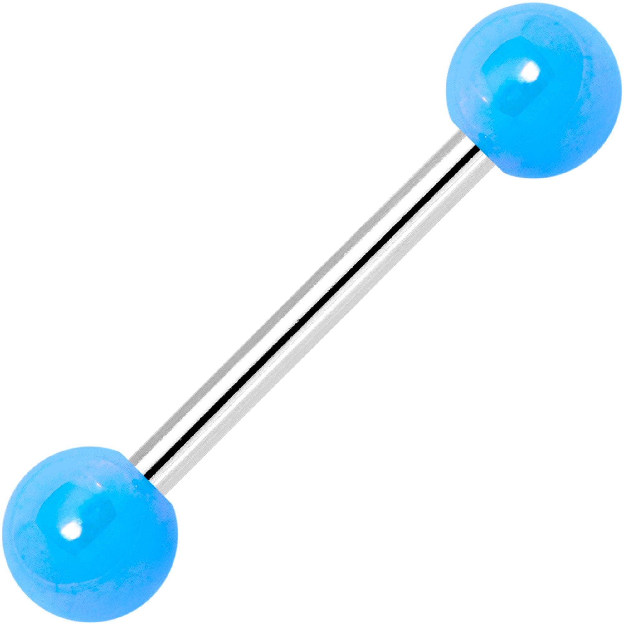 Blue Pearlescent Acrylic Ball End Barbell Tongue Ring