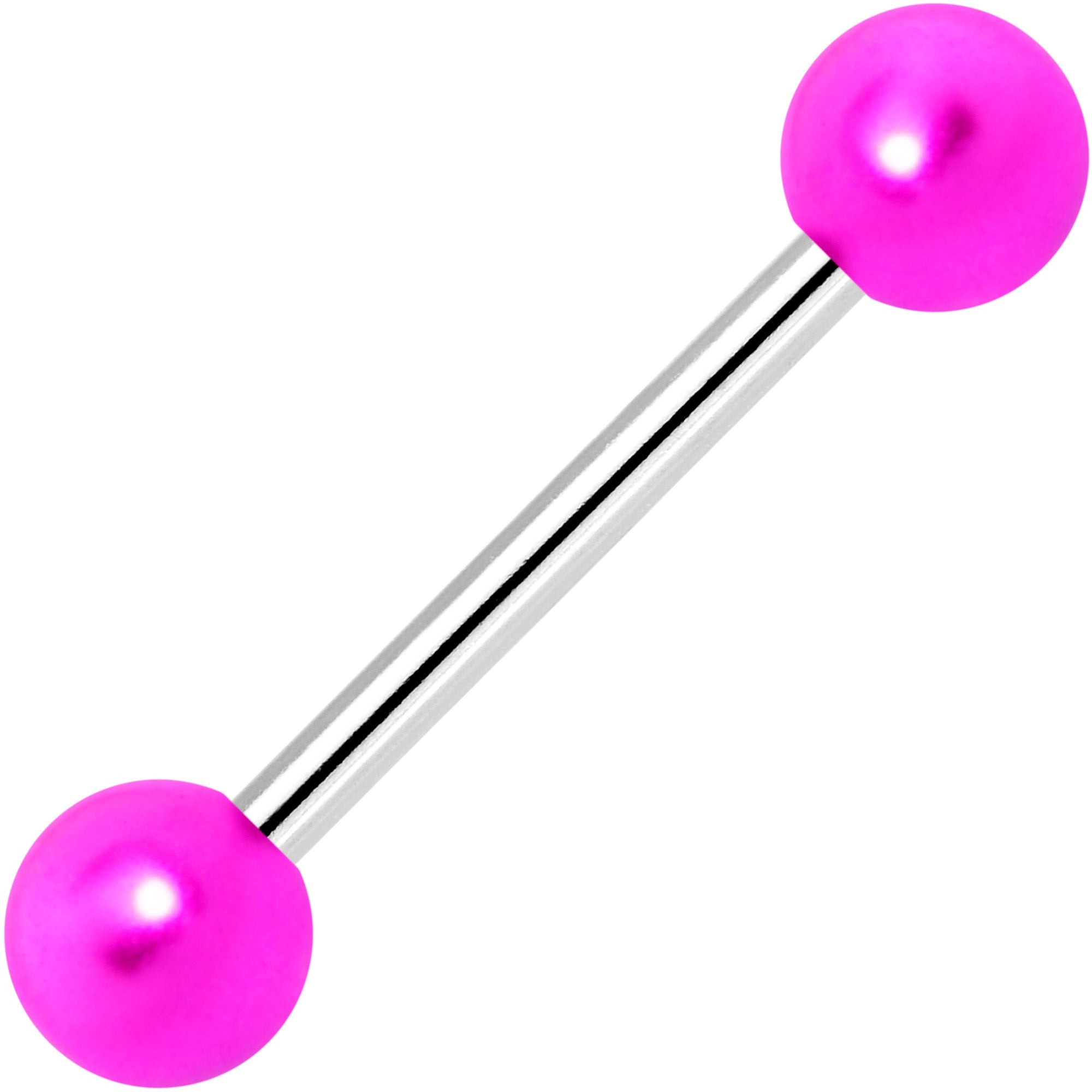 Fuscia Pink Pearlescent Acrylic Ball End Barbell Tongue Ring