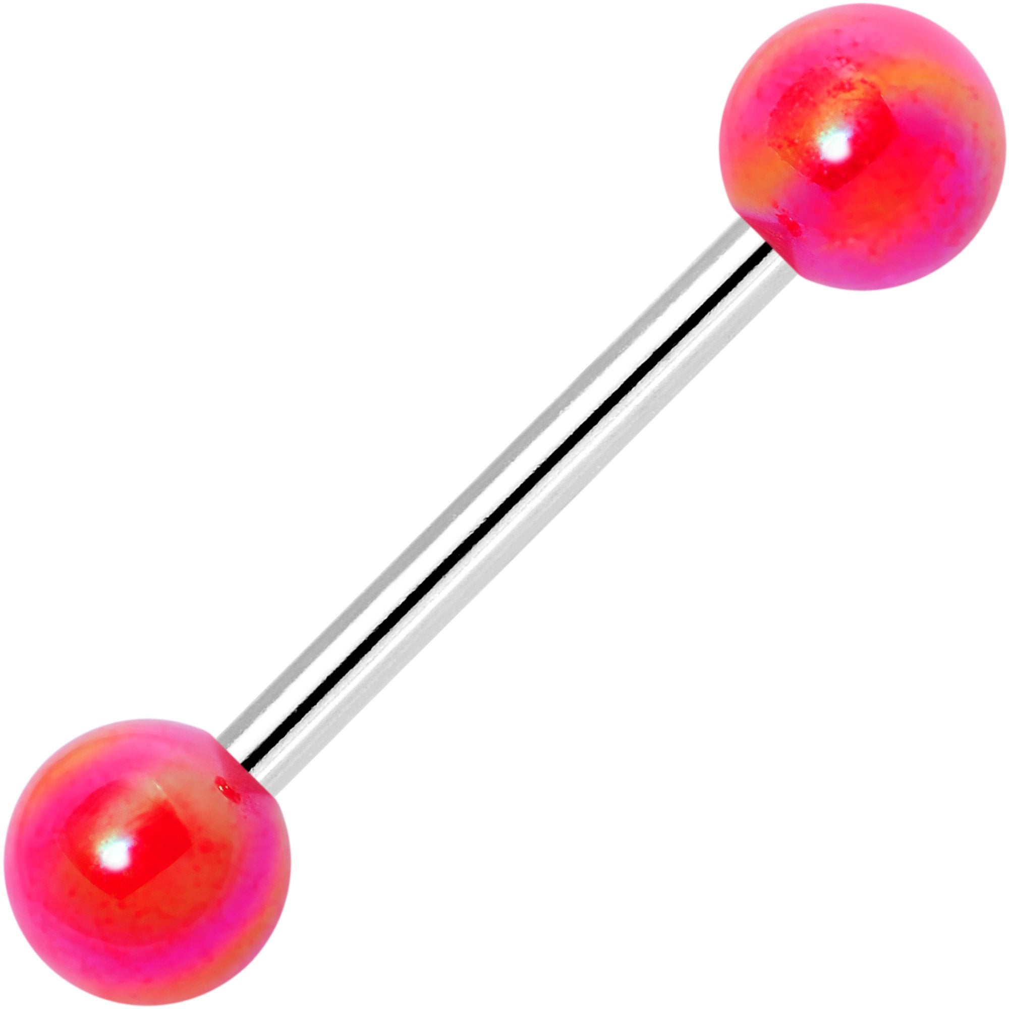 Candy Pink Pearlescent Acrylic Ball End Barbell Tongue Ring