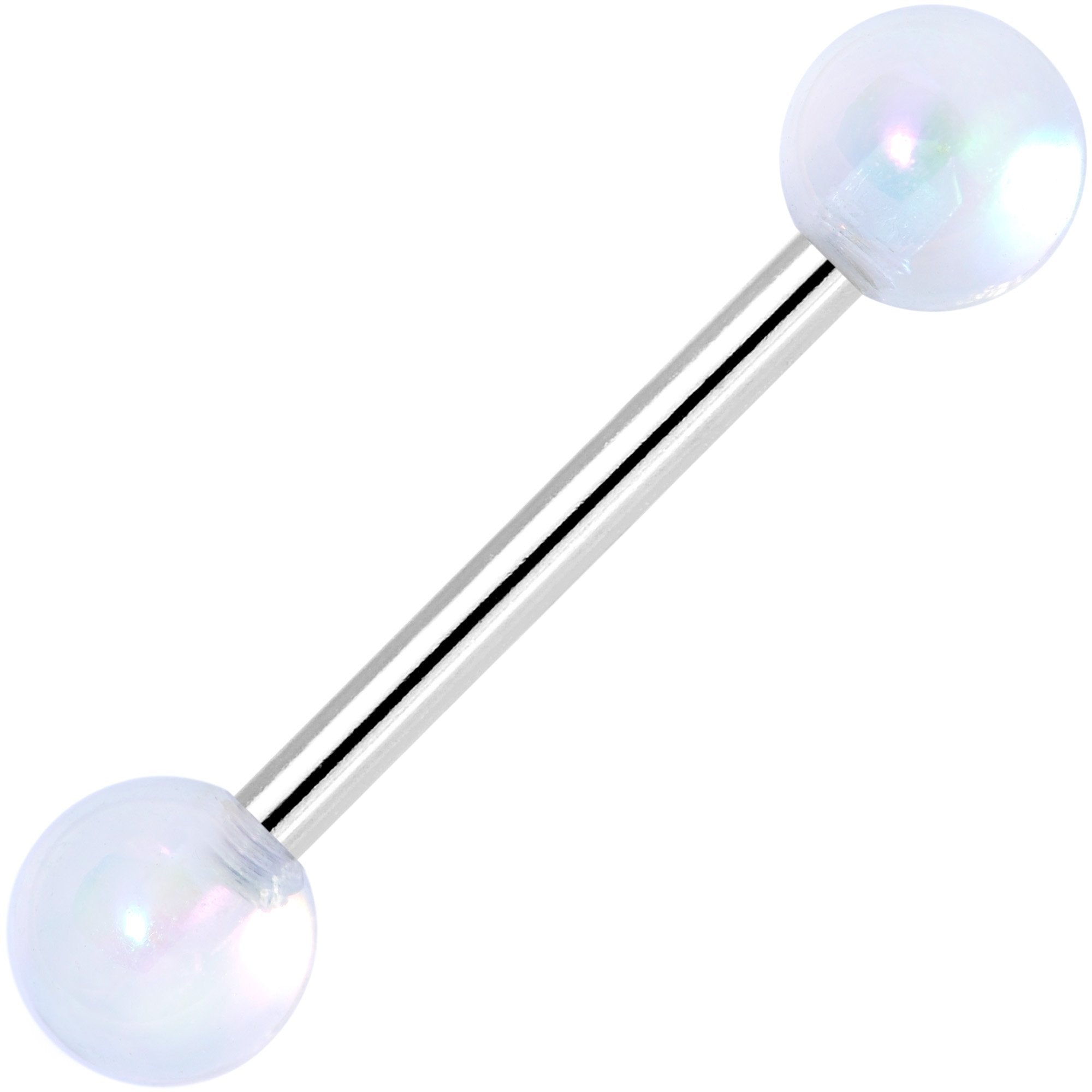White Pearlescent Acrylic Ball End Barbell Tongue Ring