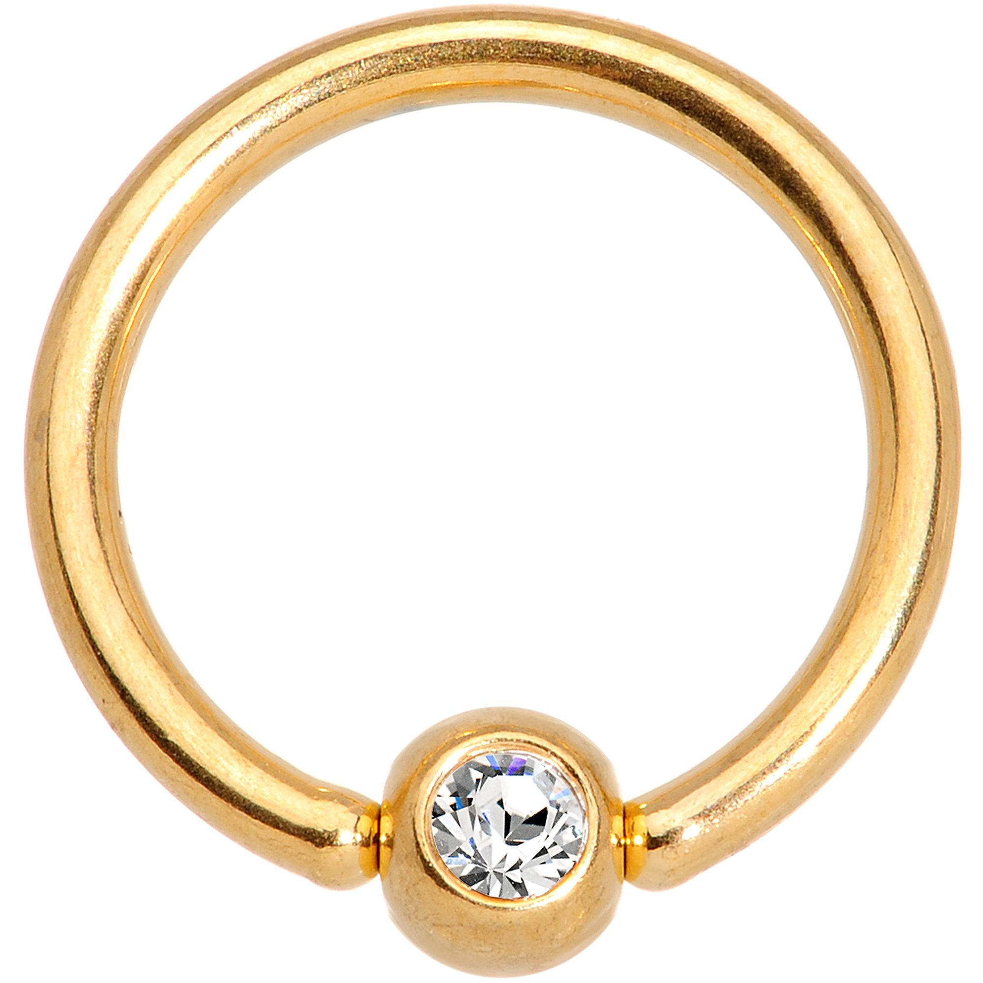 16G 5/16 Clear Gem Gold Tone Anodized BCR Captive Ring