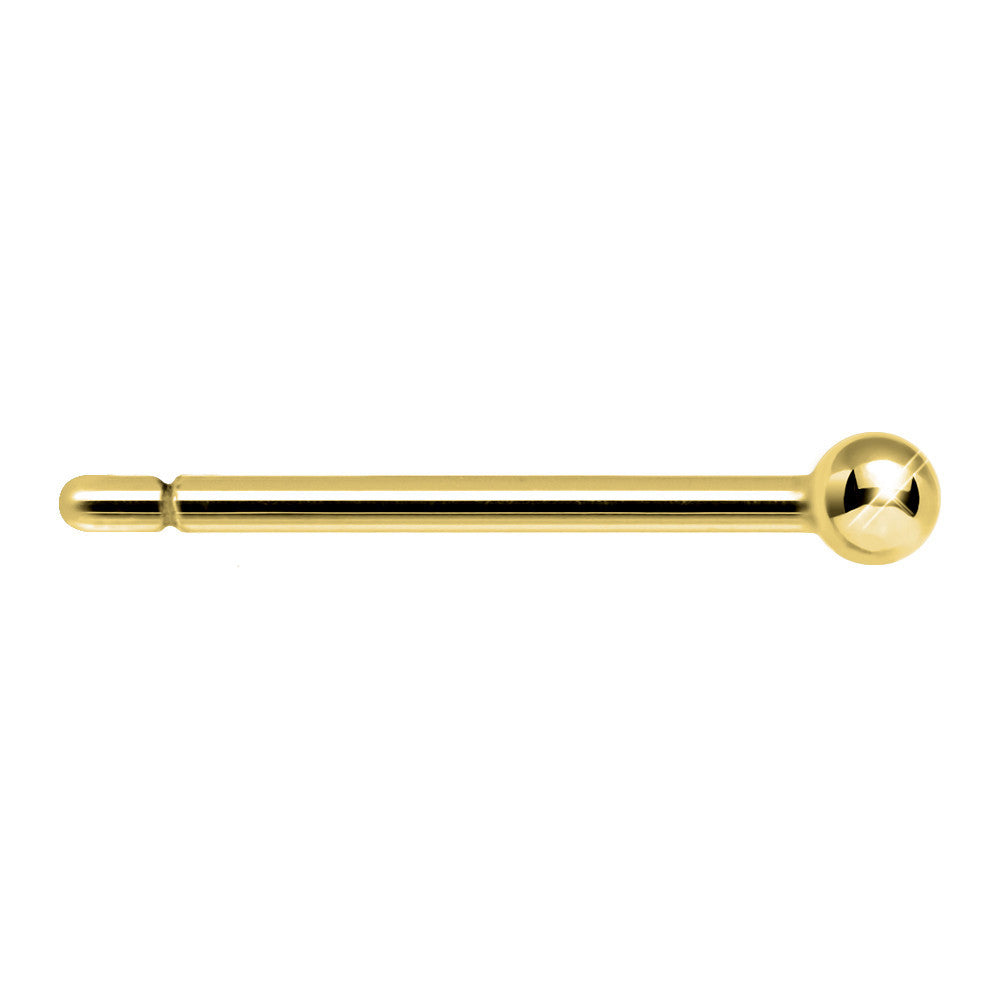 Solid 14kt Yellow Gold Ball Nose Stud Ring
