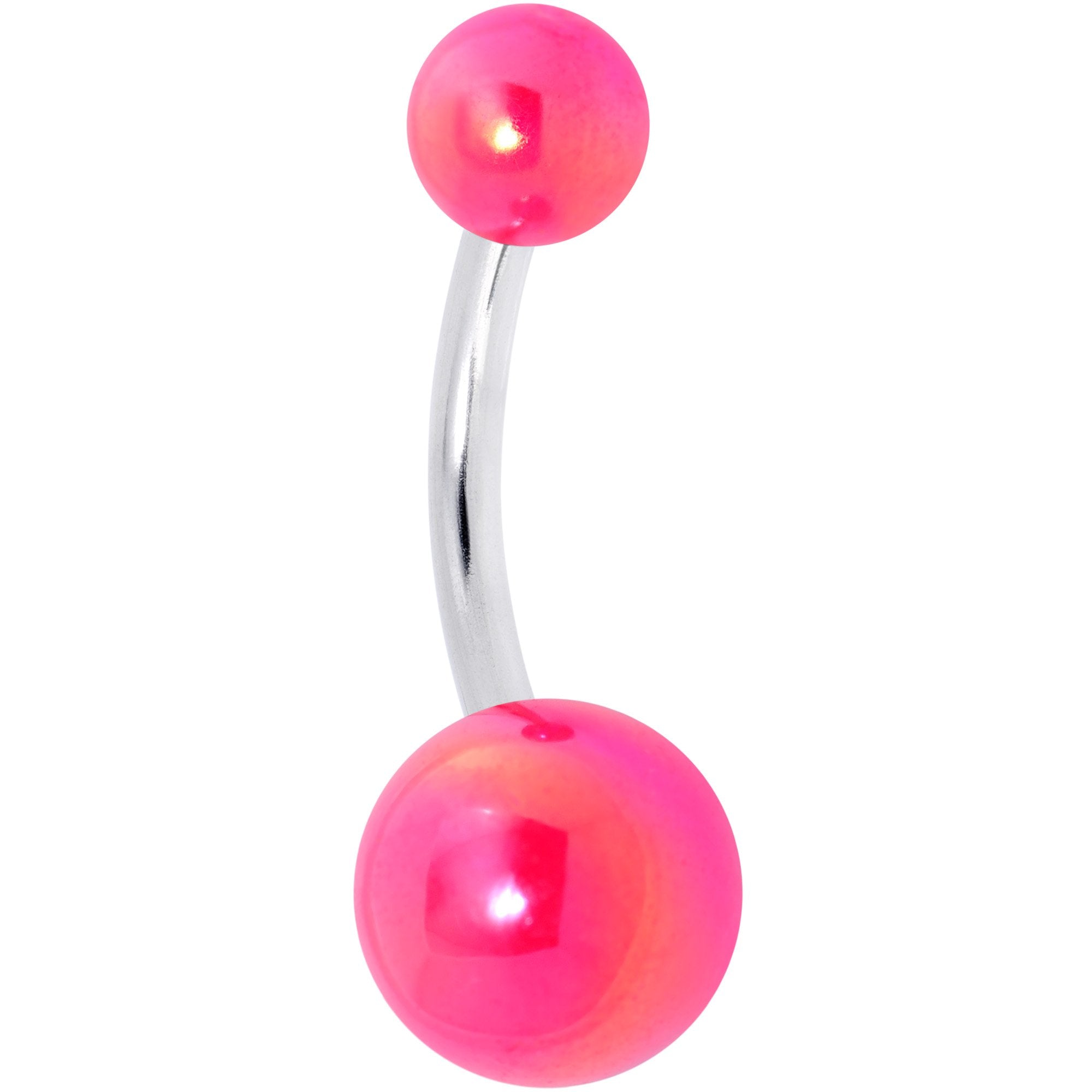 Watermelon Pink Pearlescent Acrylic Ball Belly Ring