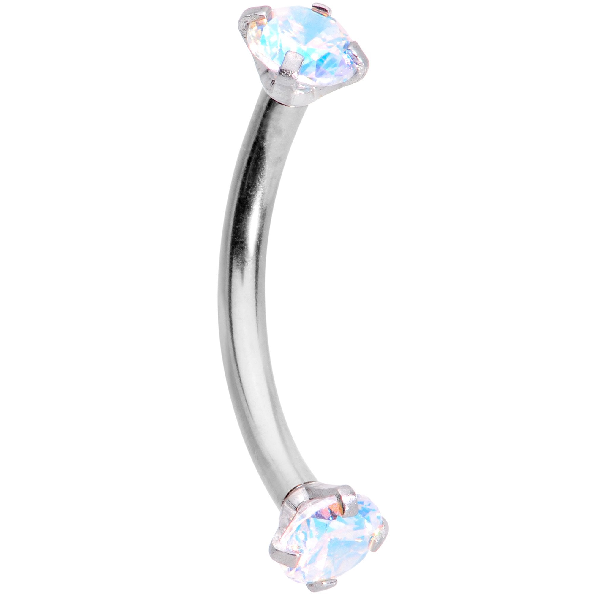 3/8 Clear Gem Anodized Curved Eyebrow Ring Set of 3