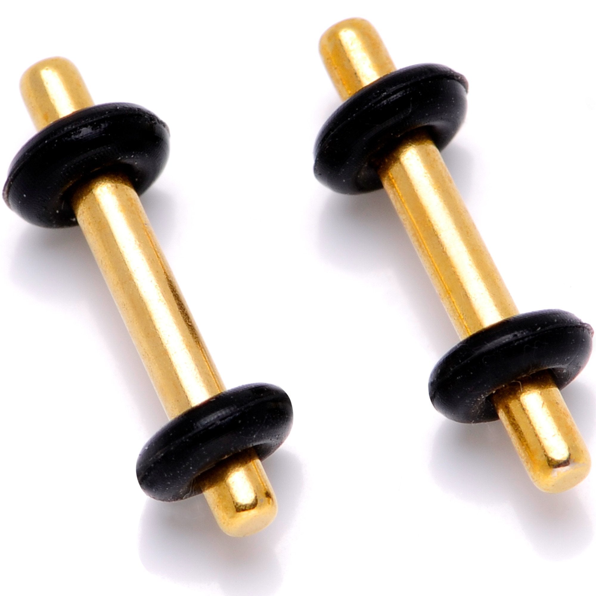 Gold Tone Anodized Titanium Micro Straight Plug Set 14 Gauge to 8 Gauge
