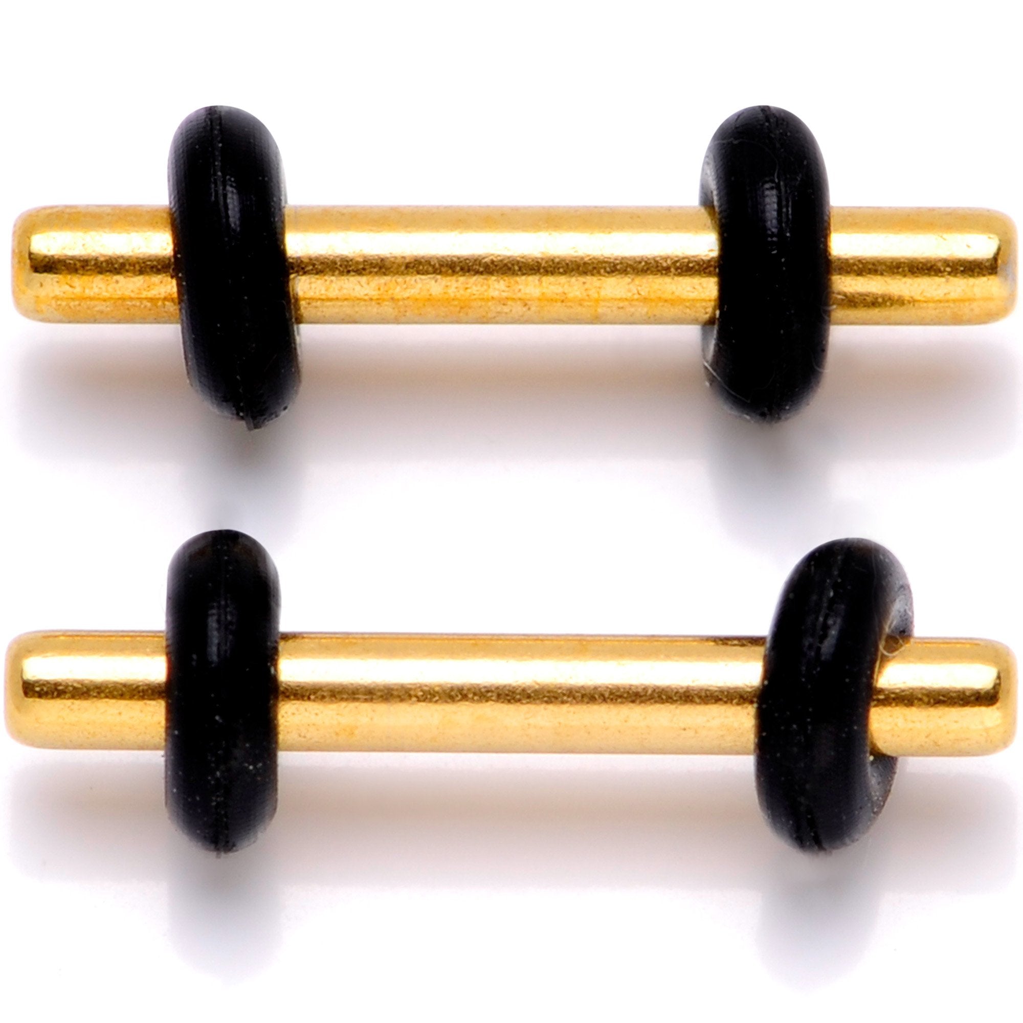 Gold Tone Anodized Titanium Micro Straight Plug Set 14 Gauge to 8 Gauge