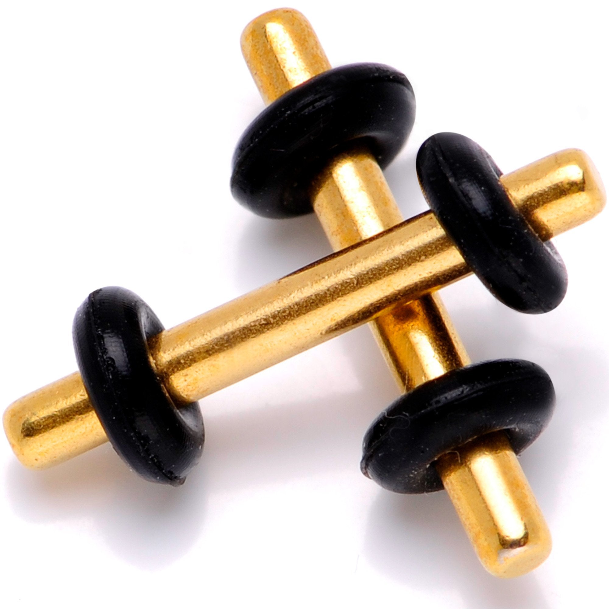 Gold Tone Anodized Titanium Micro Straight Plug Set 14G to 8G