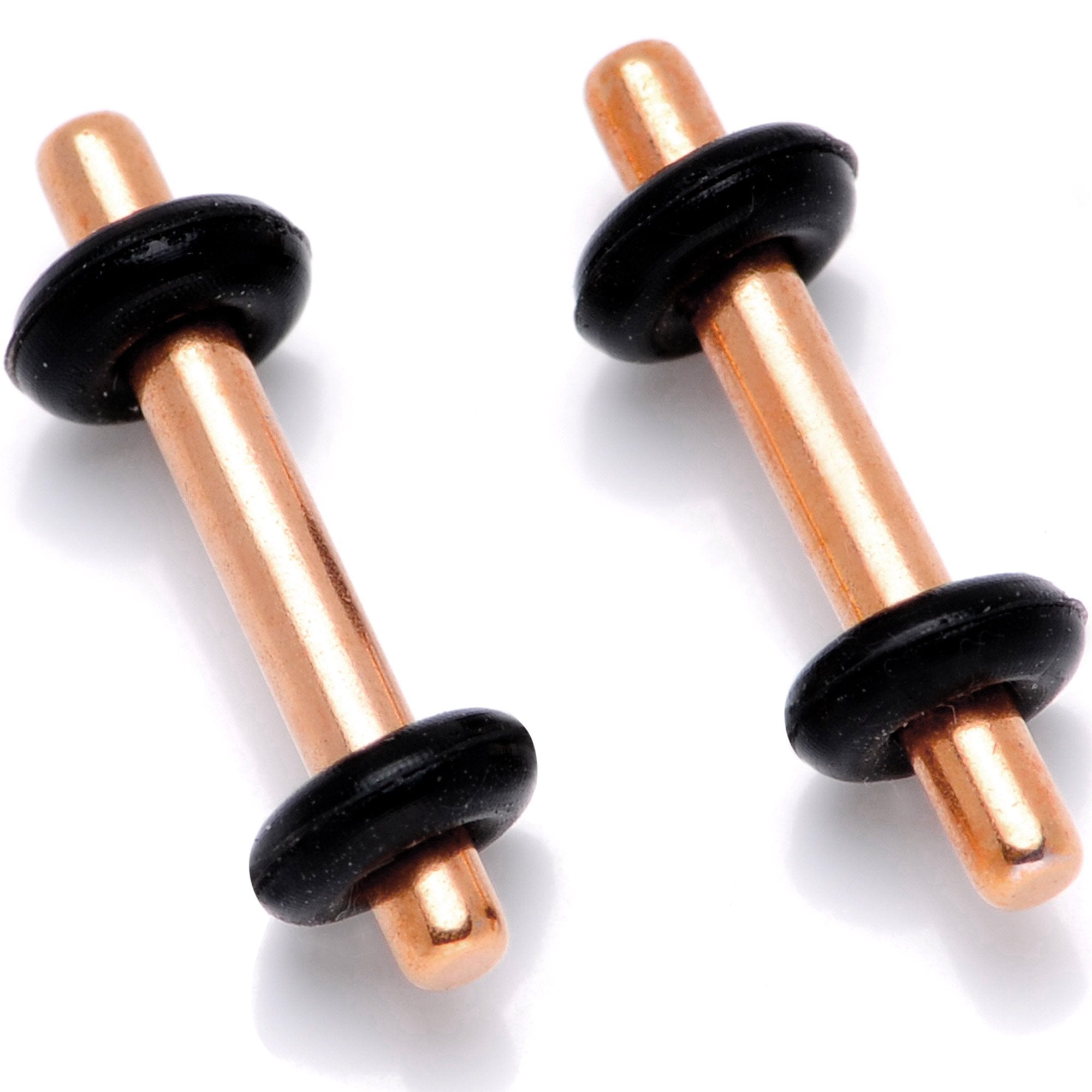 Rose Gold Tone Anodized Titanium Micro Straight Plug Set 14 Gauge to 12 Gauge