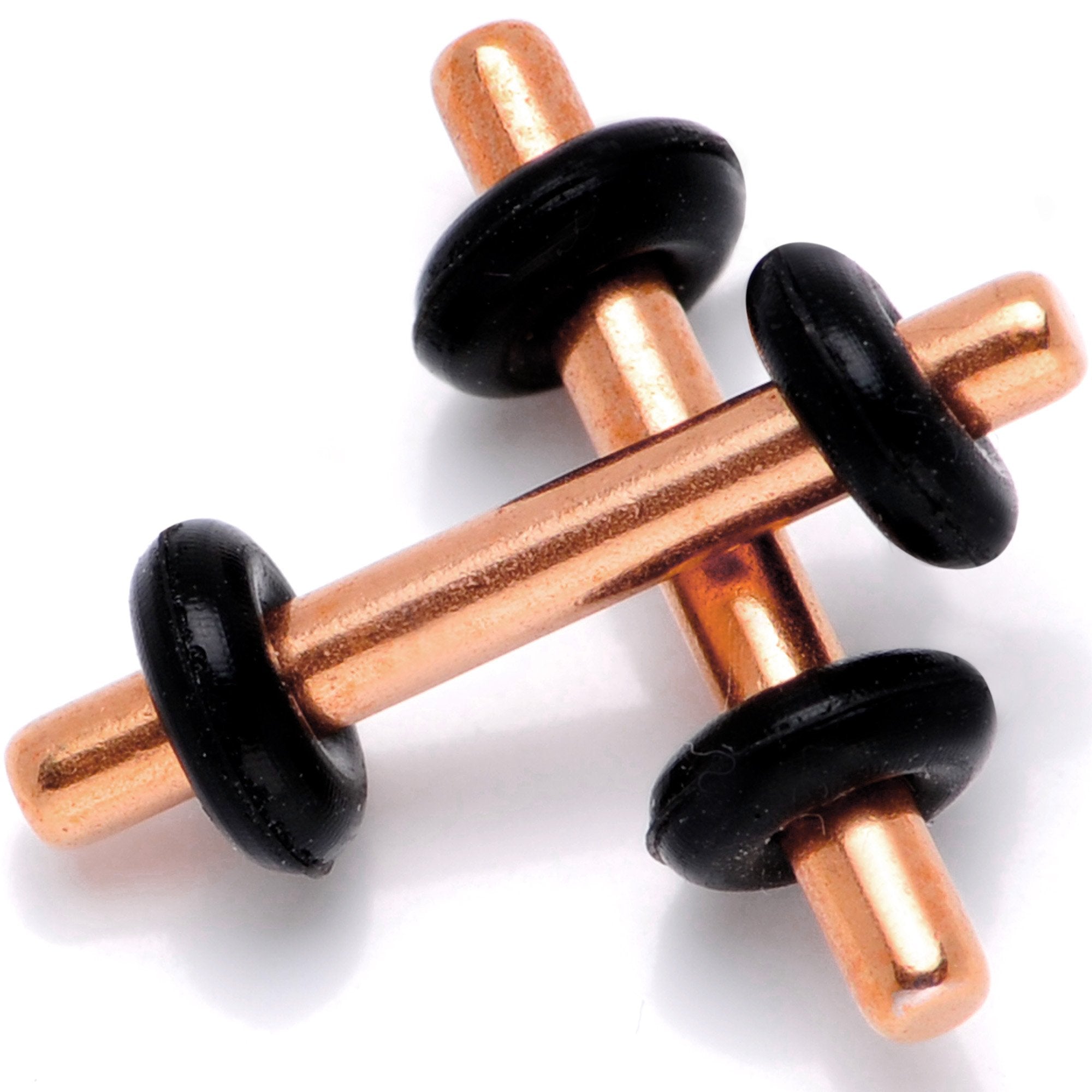 Rose Gold Tone Anodized Titanium Micro Straight Plug Set 14 Gauge to 12 Gauge