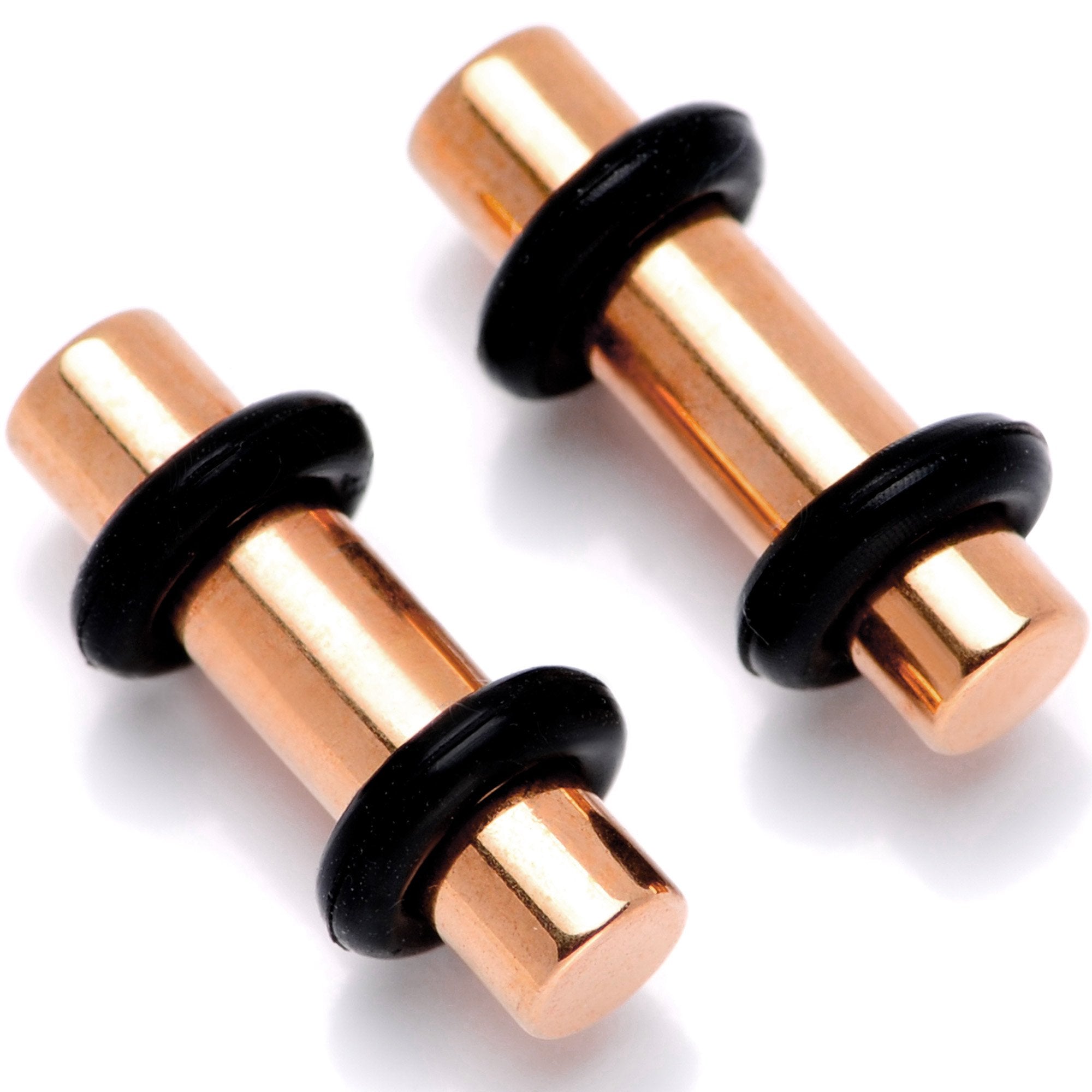 8G Rose Gold Tone Anodized Titanium Micro Straight Plug Set