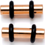 8 Gauge Rose Gold Tone Anodized Titanium Micro Straight Plug Set