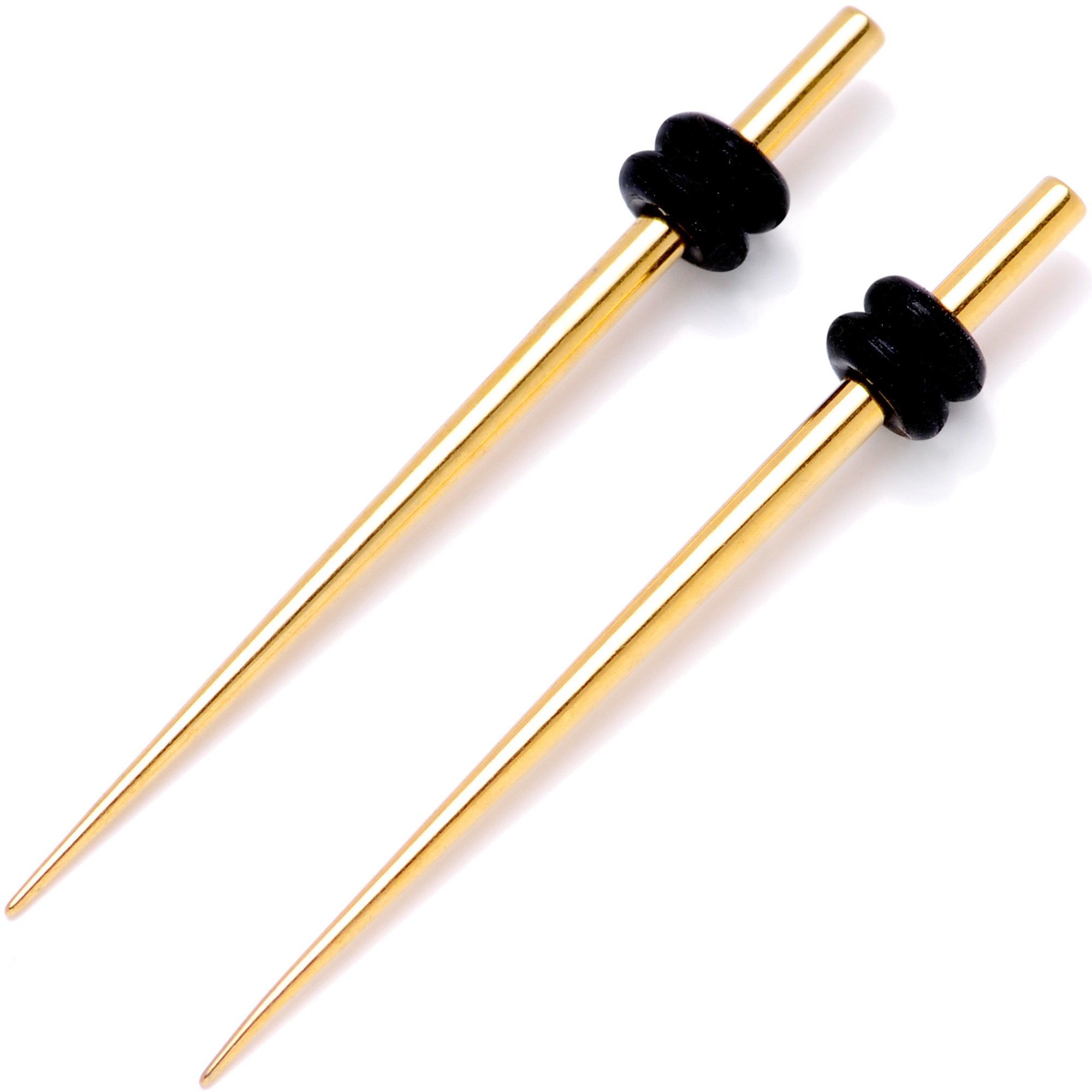 Gold Tone Anodized Titanium Micro Taper Straight Plug Set 14 Gauge to 8 Gauge