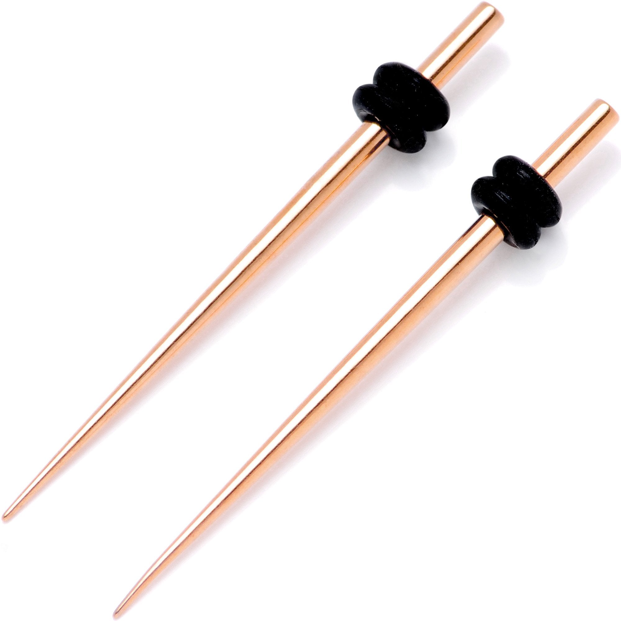 Rose Gold Tone Anodized Titanium Micro Taper Straight Plug Set 14G to 8G