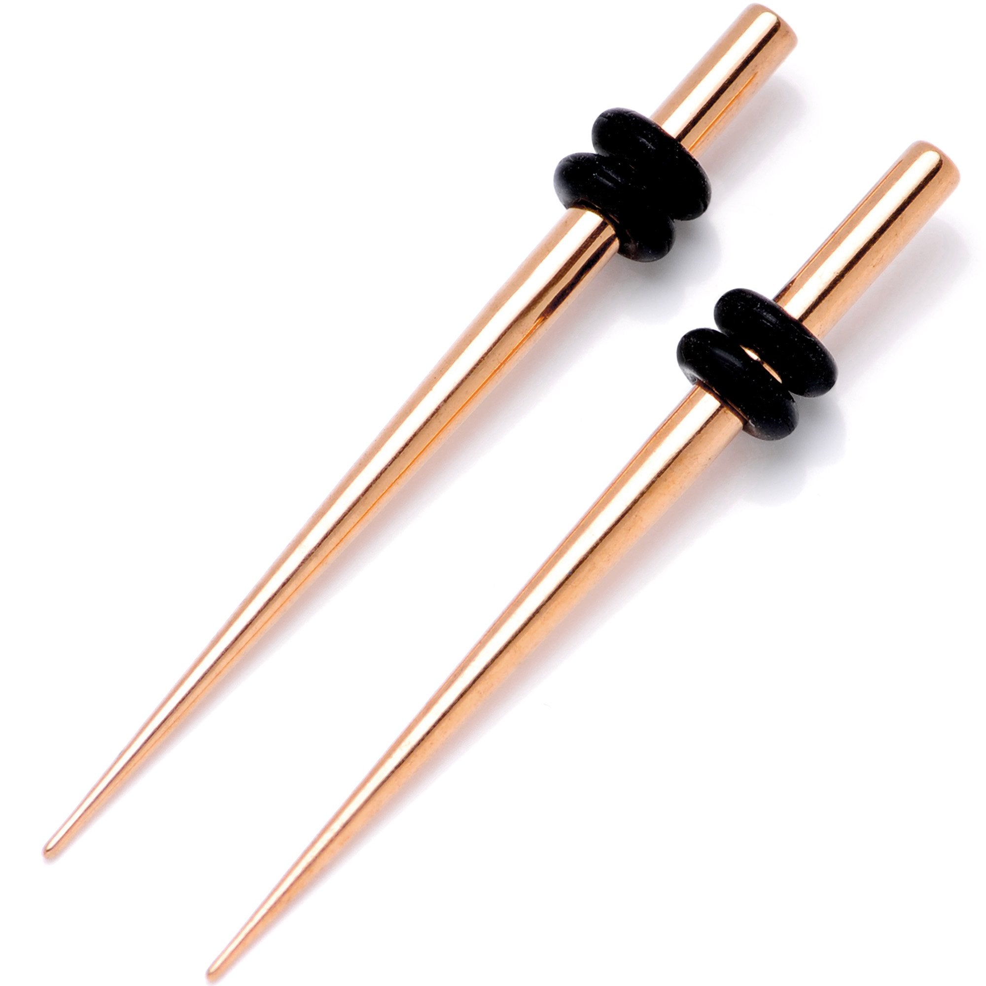 Rose Gold Tone Anodized Titanium Micro Taper Straight Plug Set 14 Gauge to 8 Gauge