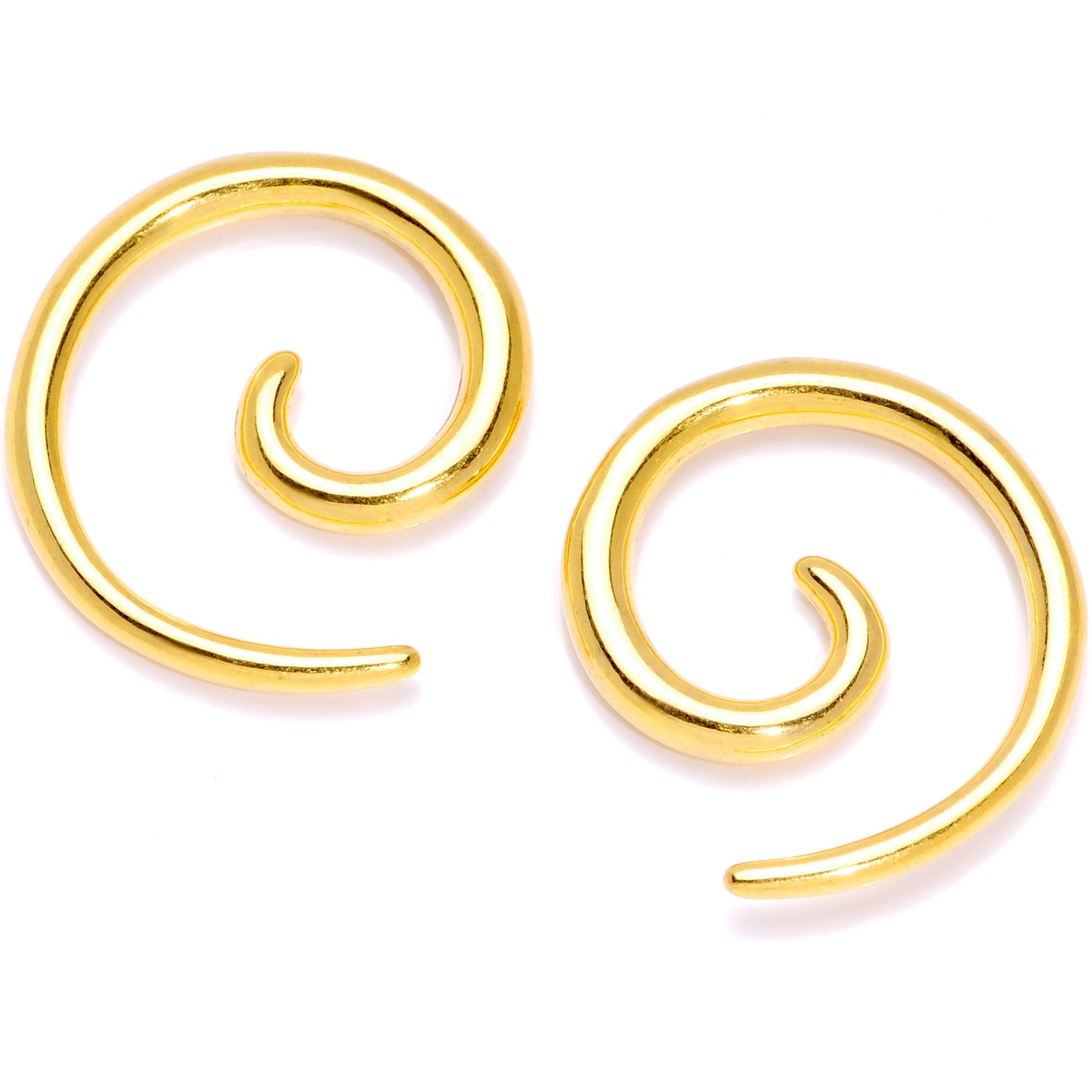 Gold Tone Anodized Titanium Micro Spiral Taper Set 12G ot 6G