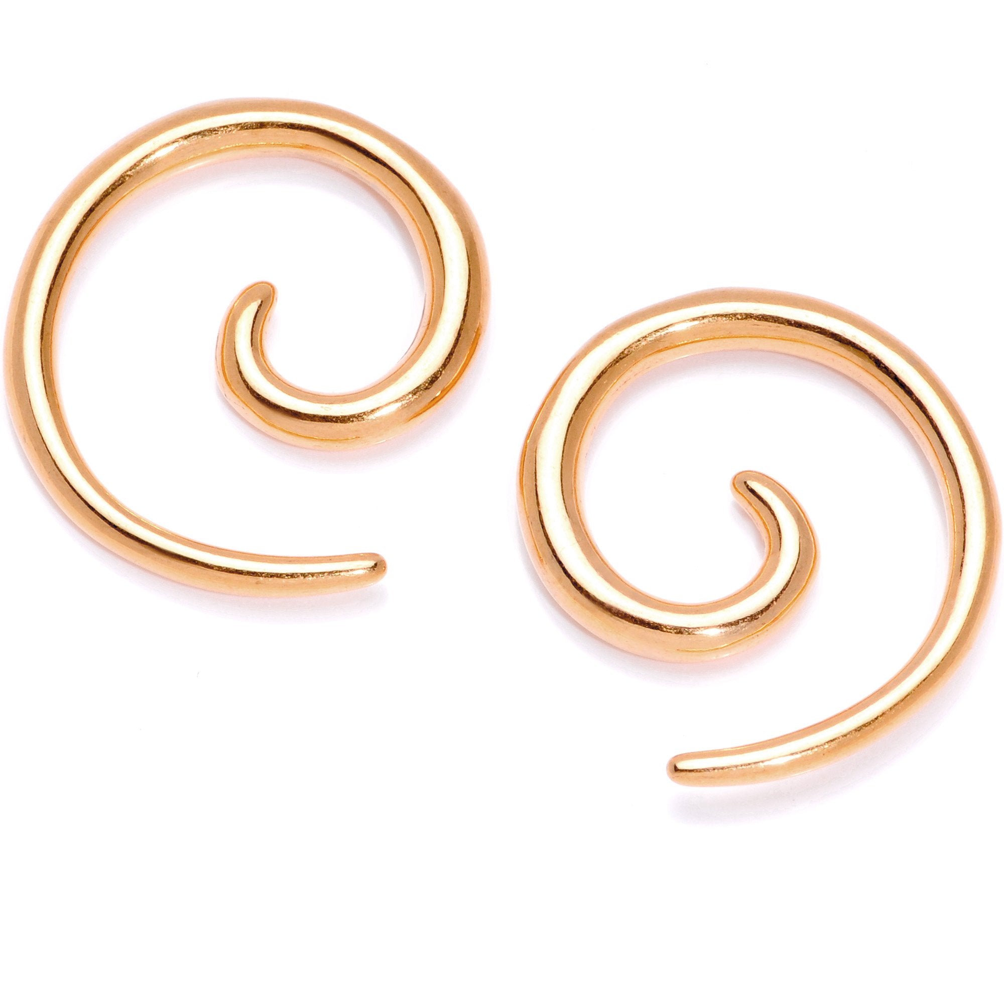 Rose Gold Tone Anodized Titanium Micro Spiral Taper Set 12 Gauge to 8 Gauge