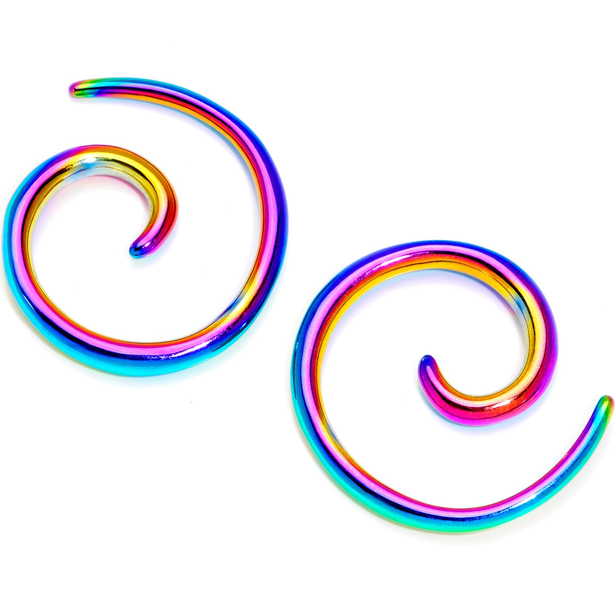 Rainbow Anodized Titanium Micro Spiral Taper Set 12 Gauge to 8 Gauge