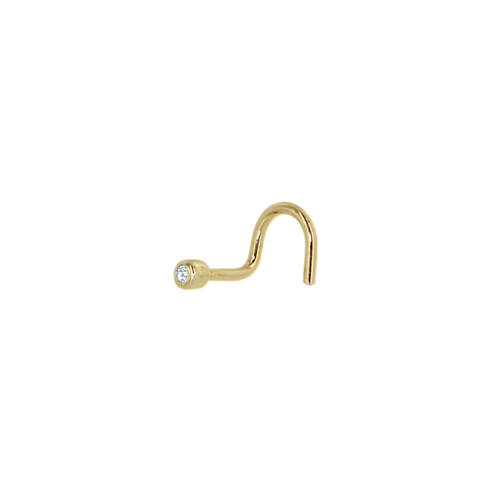Solid 14KT Yellow Gold 1.25mm Genuine Diamond Nose Ring