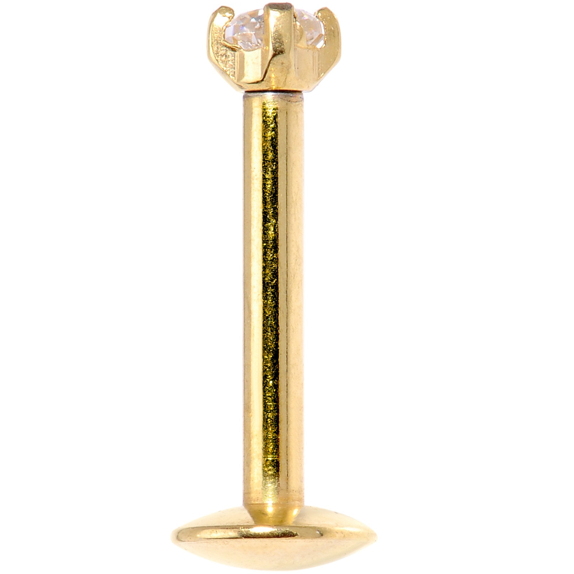 16 Gauge 5/16 Gold Titanium Internally Threaded Gem Labret Monroe