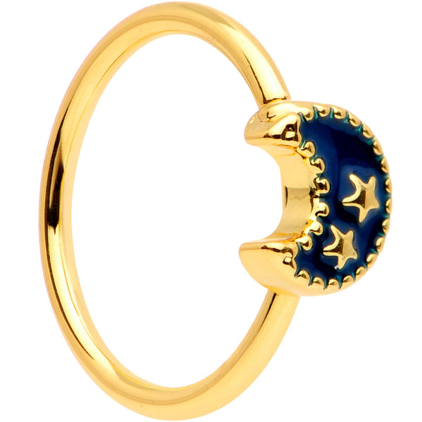 20 Gauge 5/16 Gold Tone Anodized Starry Moon Seamless Circular Ring