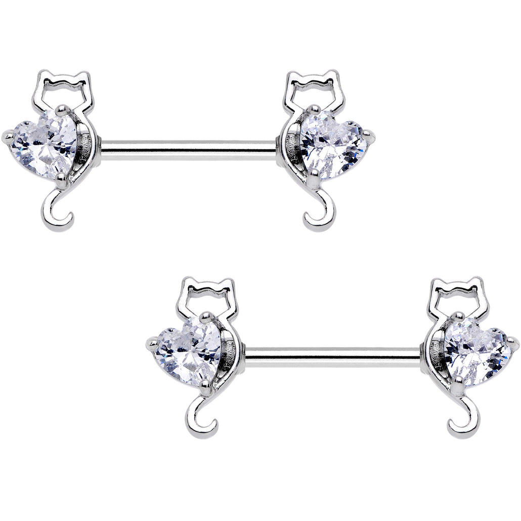 14 Gauge 9/16" Kitty Cat Paws Barbell Nipple Ring Set